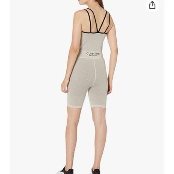 Calvin Klein Performance thick rib scoop neck sleeveless strappy unitard, M, NWT - Picture 1 of 11